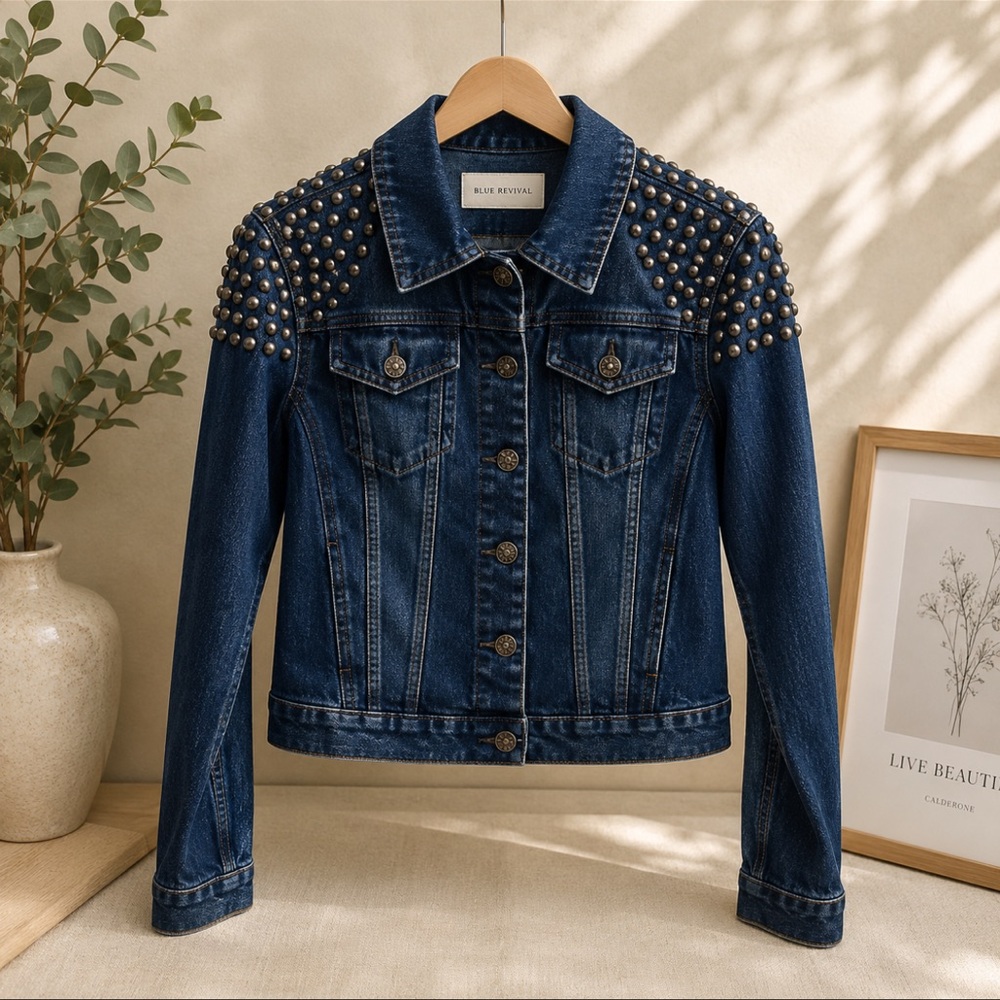 Statement Blue Revival Studded Denim Jacket